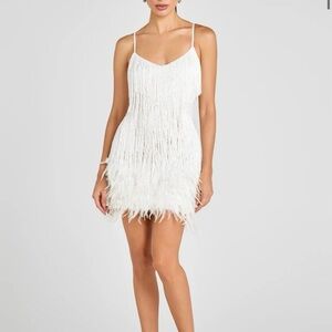 NADINE MERABI White Fringe Dress